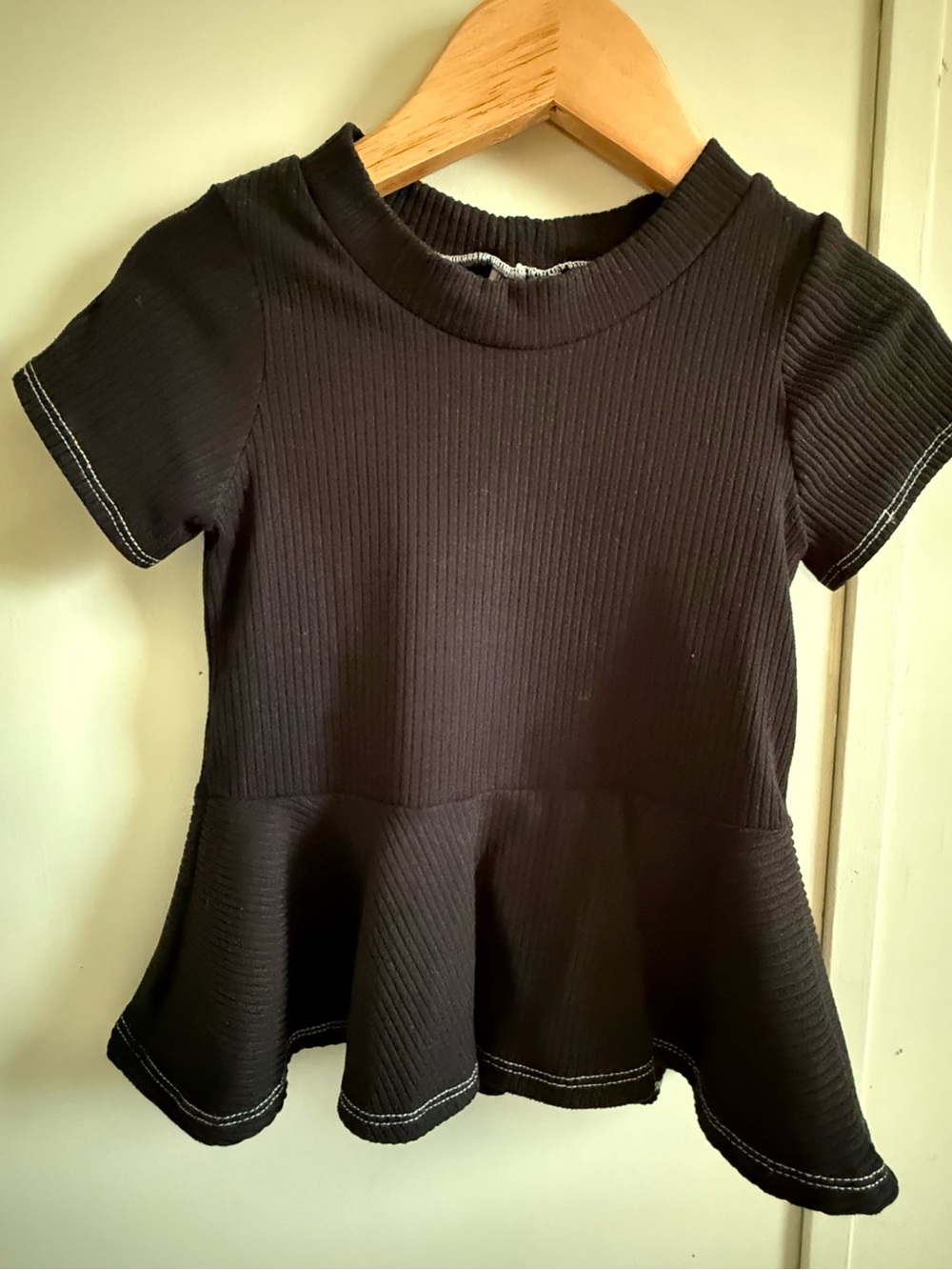 Olive & Oak Black Ribbed Peplum Tee - Short Sleeve
